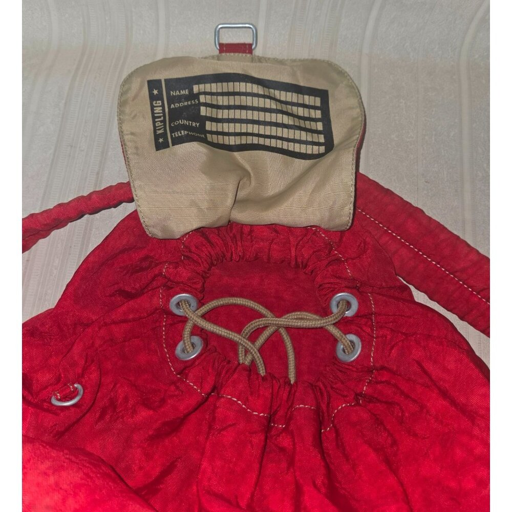 Kipling Red Backpack With Drawstring No Monkey - image 8
